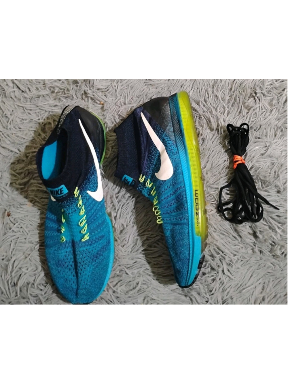 Nike Zoom All Out Flyknit Men Size 10 Blue White Running Shoes 844134-400
